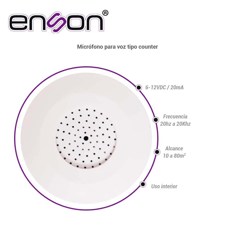 Microfono Enson Ens-pa7mic Tipo Counter -35db Requiere Conectores De Alimentacion Y Audio
