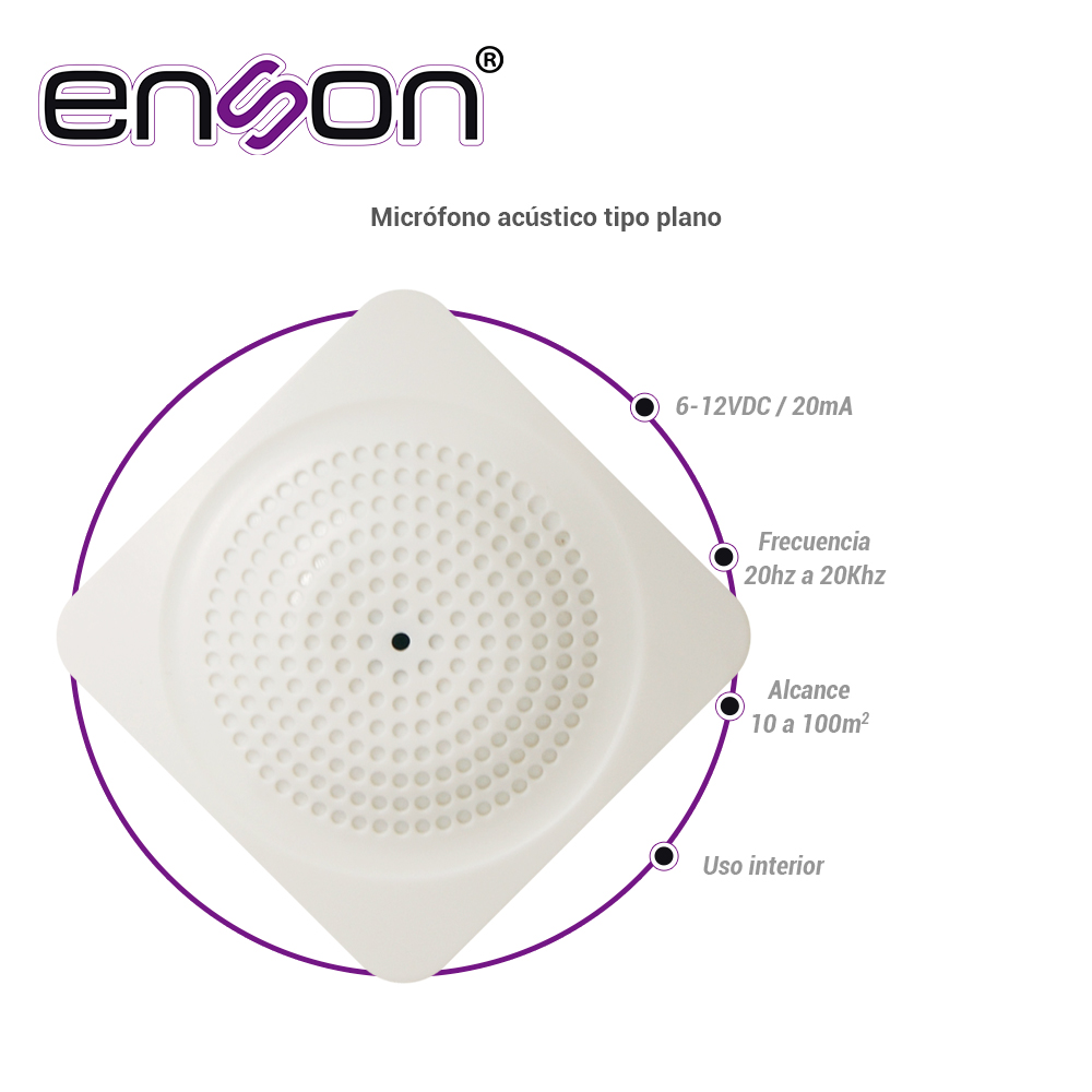 MICROFONO ENSON ENS-PA8MIC TIPO ACUSTICO -35DB REQUIERE CONECTORES DE ALIMENTACION Y AUDIO