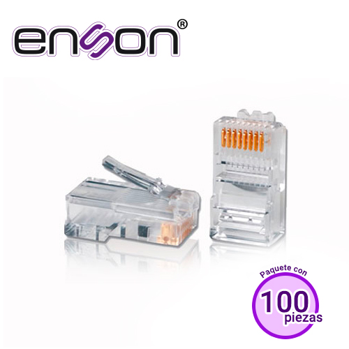 CONECTOR RJ-45 CAT5E ENSON ENS-PLCAT5E 8 PINES DE COBRE PAQUETE 100PIEZAS