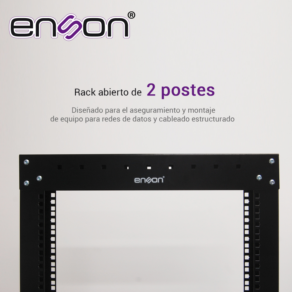 Rack Vertical Enson Ens-rack244 De 42UR Dos Postes Empotrable Ideal Para Montaje De Equiposd E Red Y Cableado Estructurado, Compatible Con Todos Los Accesorios De Racks Y Gabinetes Enson