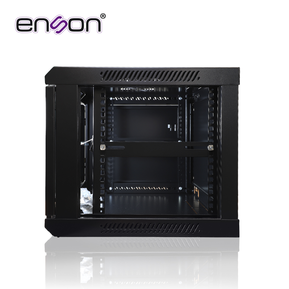 Gabinete De Pared Enson Ens-rkgb6u 6UR Puerta Frontal De Cristal Templado Con Cerradura De Seguridad Ranuras De Ventilacion En La Parte Superior Para 2 Ventiladores De 11 Cm Ensamblado 600X450X368MM