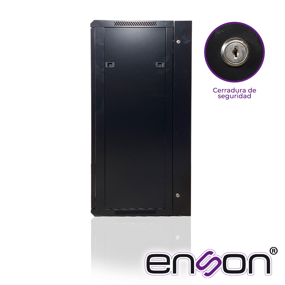 Gabinete De Piso/pared Enson Ens-rkgu22pro 22U Puerta Frontal De Cristal Templado Con Cerradura De Seguridad Puerta Trasera Abatible Ranuras De Ventilacion En La Parte Superior Para 2 Ventiladores De 11 Cm Dimensiones 550X600X1055MM