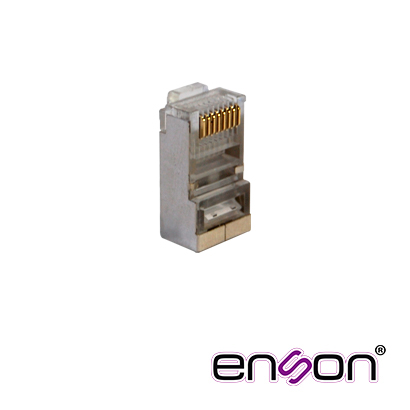 Conector Plug Srj45 Blindado CAT6 Enson Ens-srj45-cat6 Para Cable UTP Blindado Ponchado Tradicional