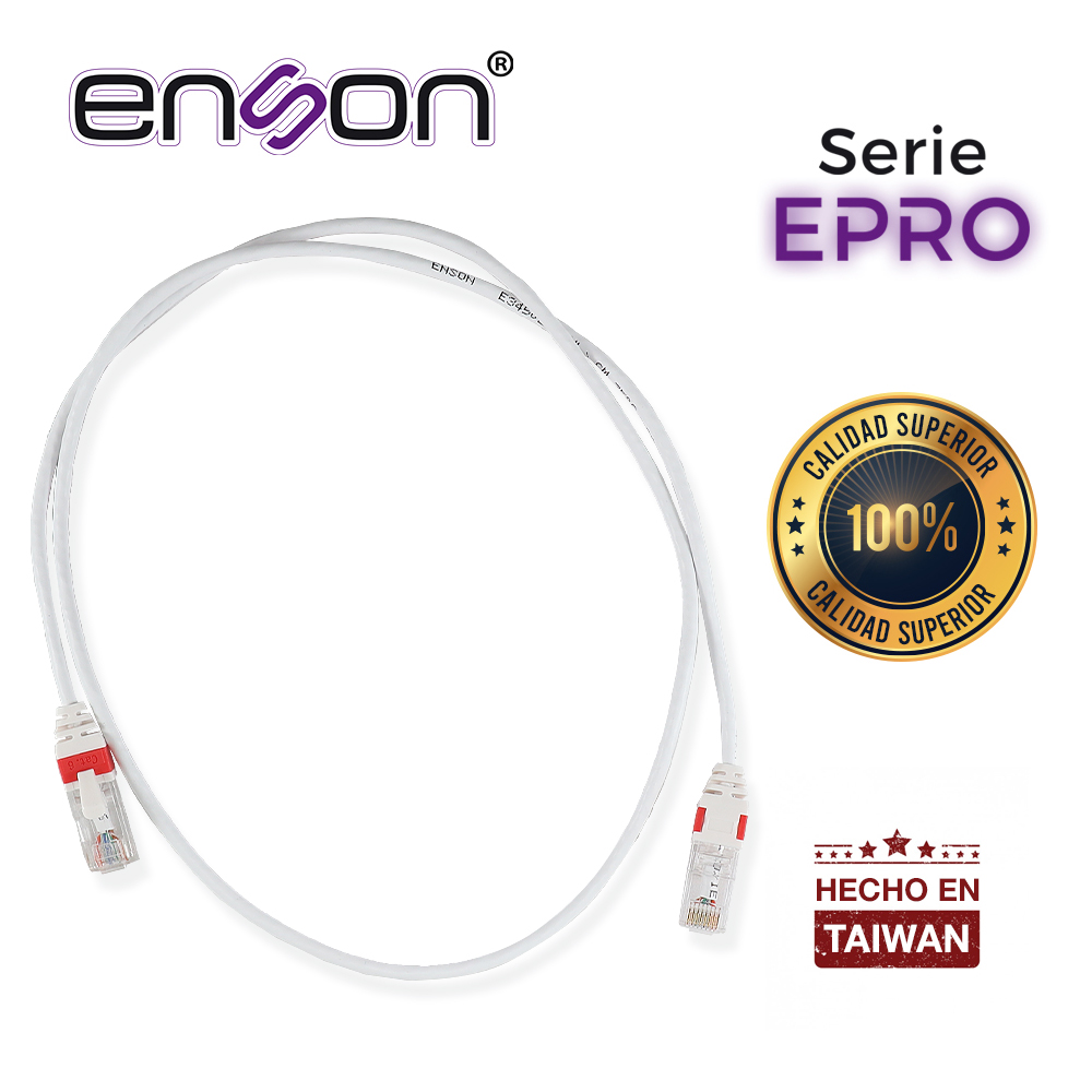 PATCHCORD RJ45 ENSON EPRO-6PC90-WH DE 90CM CAT6 COLOR BLANCO ULTRADELGADO IDEAL PARA TERMINADOS EN PATCHPANEL DE ALTA DENSIDAD
