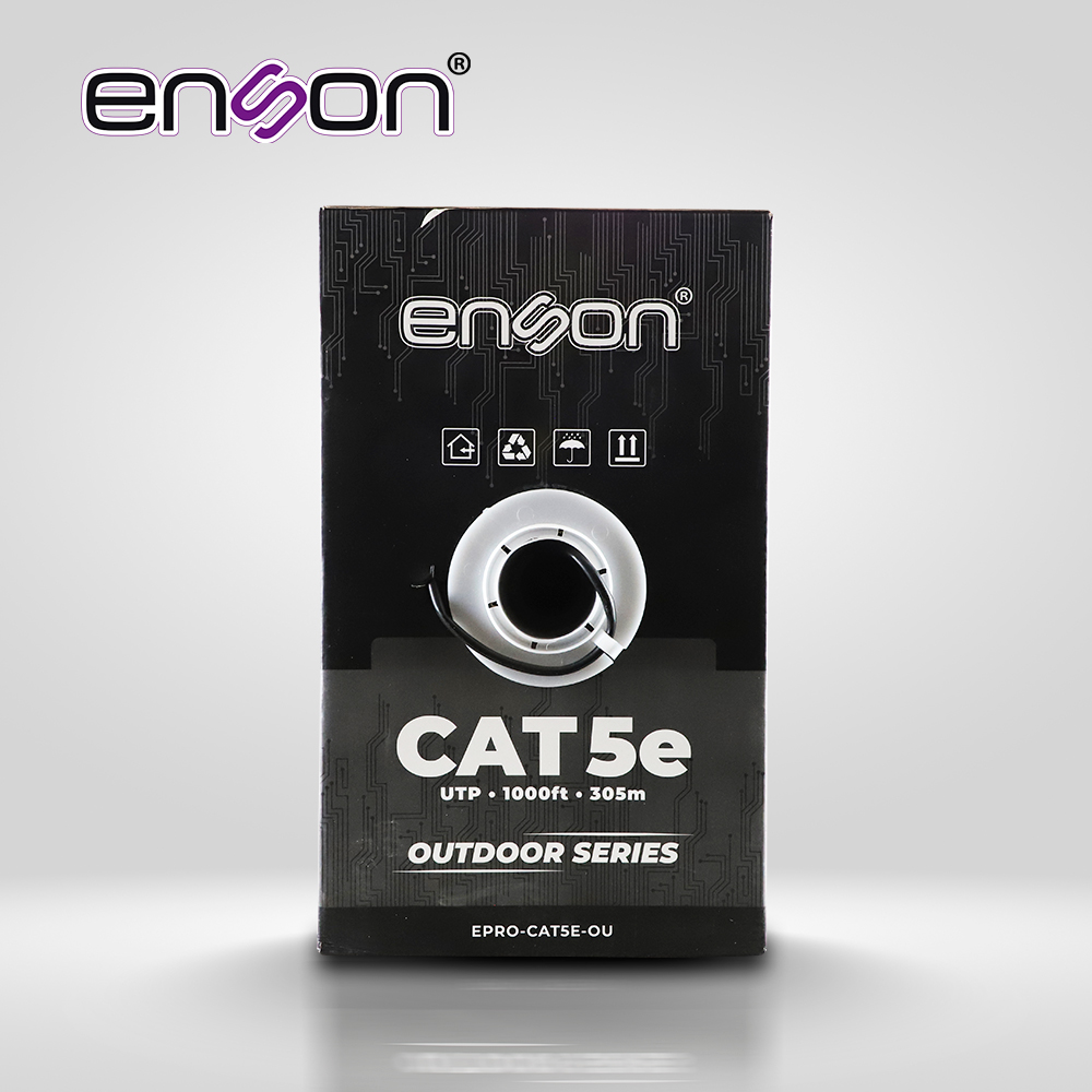 CABLE UTP CAT5E ENSON EPRO-CAT5E-OU FORRO PE 4 PARES CALIBRE 24 AWG 100% COBRE USO EXTERIOR BOBINA 1000 PIES 305 METROS

