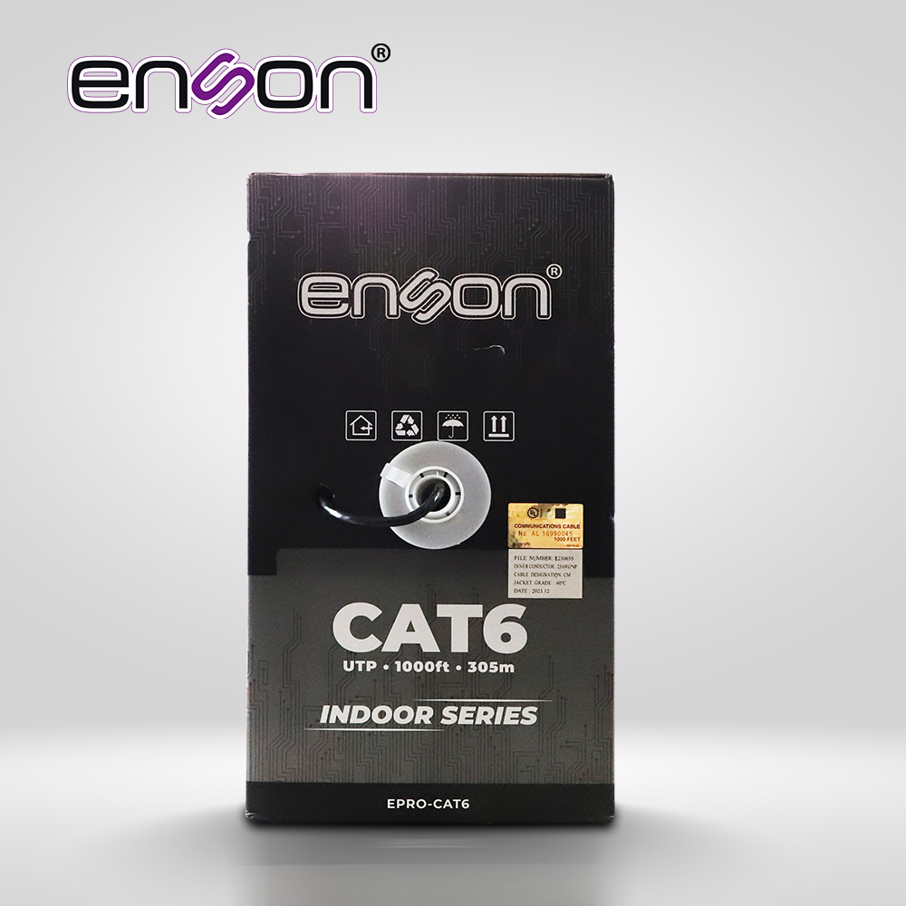 Cable UTP CAT6 Enson Epro-cat6 Forro Pvc 4 Pares Calibre 23 Awg 100% Cobre Uso Interior Bobina 1000 Pies 305 Metros **certificacion Ul** 