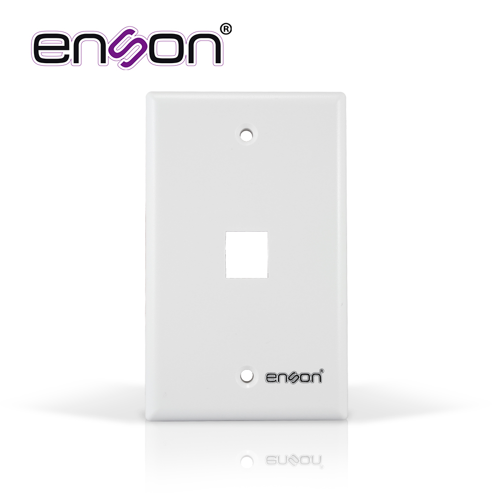 Placa De Pared (faceplate) Enson Epro-fp10 Compatible Con Jack Keystone 1 Puerto Color Blanco, Uso En Interior, Ideal Para Conectores Rj45, Coaxial, Fibra Optica, Fabricado En Plastico Abs