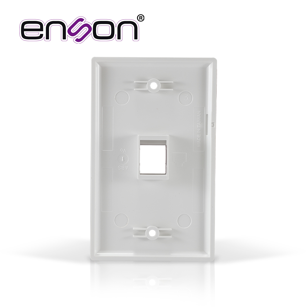 Placa De Pared (faceplate) Enson Epro-fp10 Compatible Con Jack Keystone 1 Puerto Color Blanco, Uso En Interior, Ideal Para Conectores Rj45, Coaxial, Fibra Optica, Fabricado En Plastico Abs