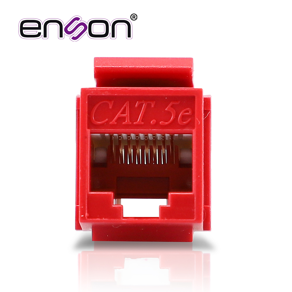 CONECTOR MODULAR JACK RJ45 ENSON EPRO-JACK5E-RD SERIE PRO, POSICION VERTICAL CAT5E COLOR ROJO COMPATIBLE CON PLACAS ENSON EPRO-FP REQUIERE USO DE PINZAS EPRO-JACKTOOL