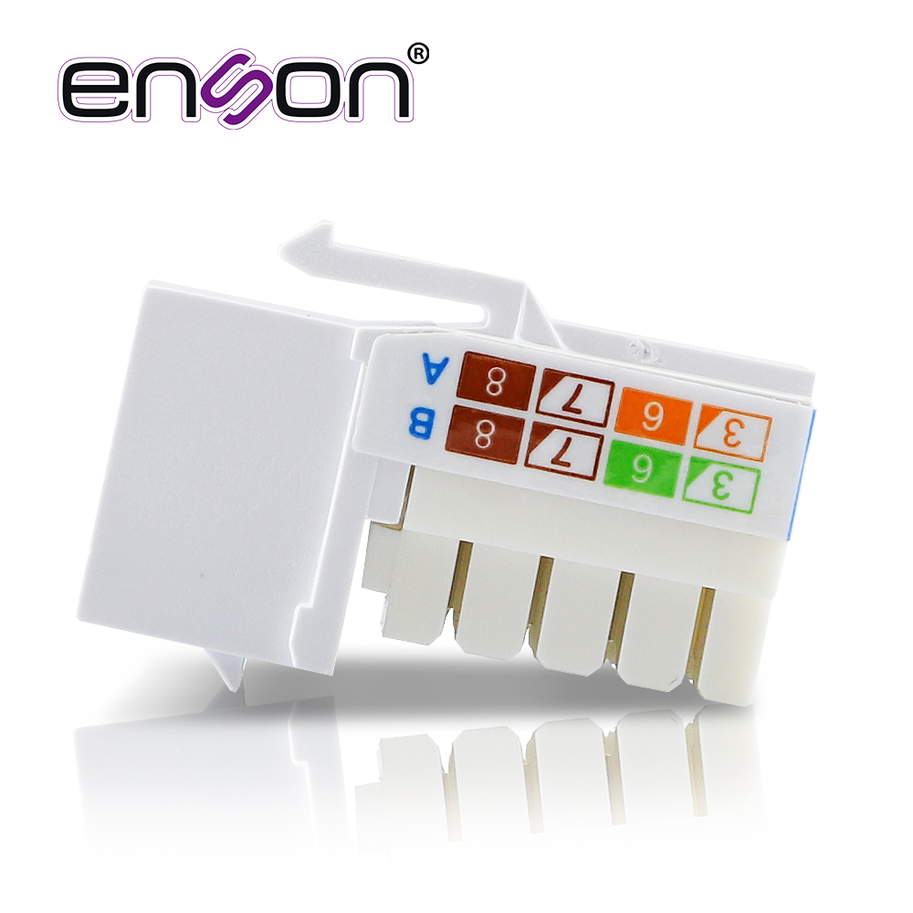 CONECTOR MODULAR JACK RJ45 ENSON EPRO-JACK5E-WH SERIE PRO, POSICION VERTICAL CAT5E COLOR BLANCO COMPATIBLE CON PLACAS ENSON EPRO-FP REQUIERE USO DE PINZAS EPRO-JACKTOOL
