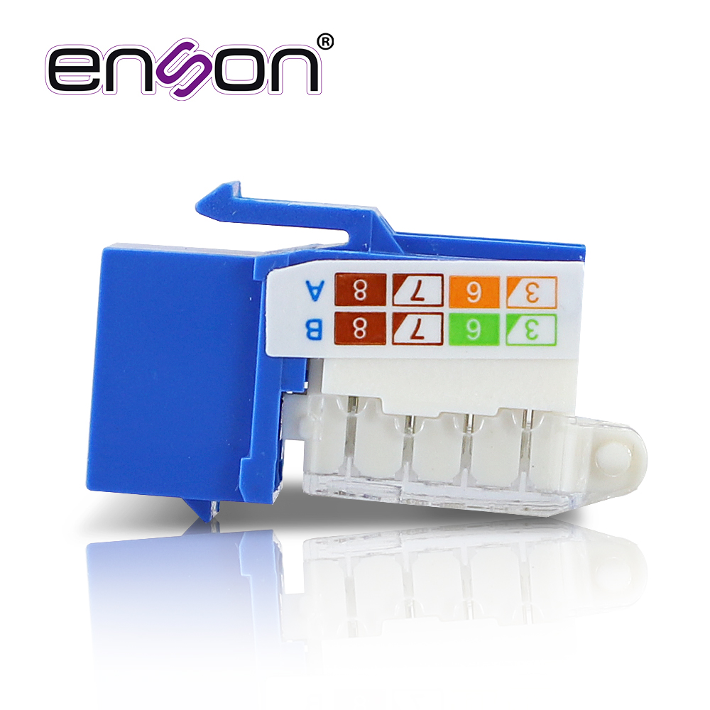 Conector Modular Jack RJ45 Enson Epro-tljack5e-bl Serie Pro Terminado Sin Pinzas, Posicion Vertical Cat5e Color Azul Compatible Con Placas Enson Epro-fp