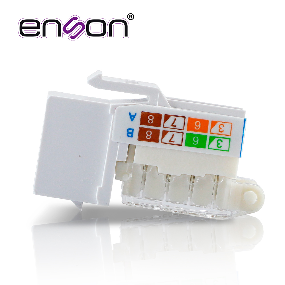 CONECTOR MODULAR JACK RJ45 ENSON EPRO-TLJACK5E-WH SERIE PRO TERMINADO SIN PINZAS, POSICION VERTICAL CAT5E COLOR BLANCO COMPATIBLE CON PLACAS ENSON EPRO-FP