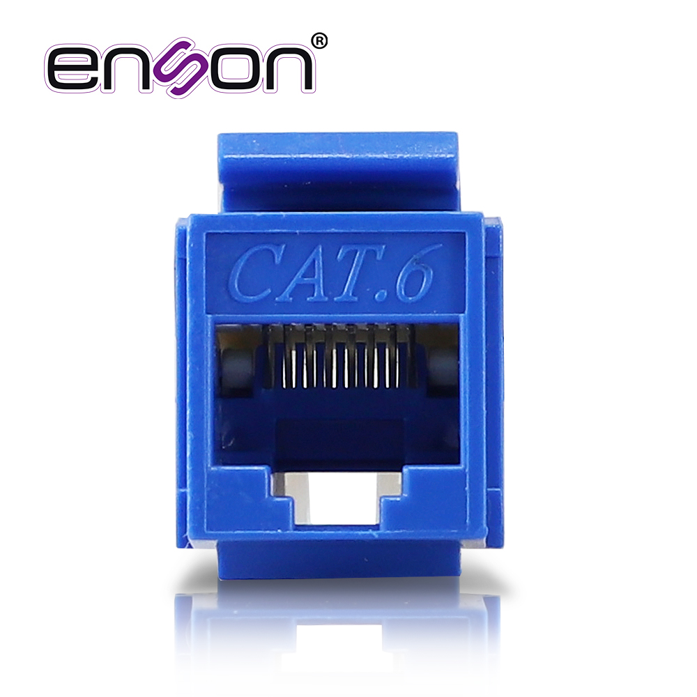 Conector Modular Jack RJ45 Enson Epro-tljack6-bl Serie Pro Terminado Sin Pinzas, Posicion Vertical CAT6 Color Azul Compatible Con Placas Enson Epro-fp