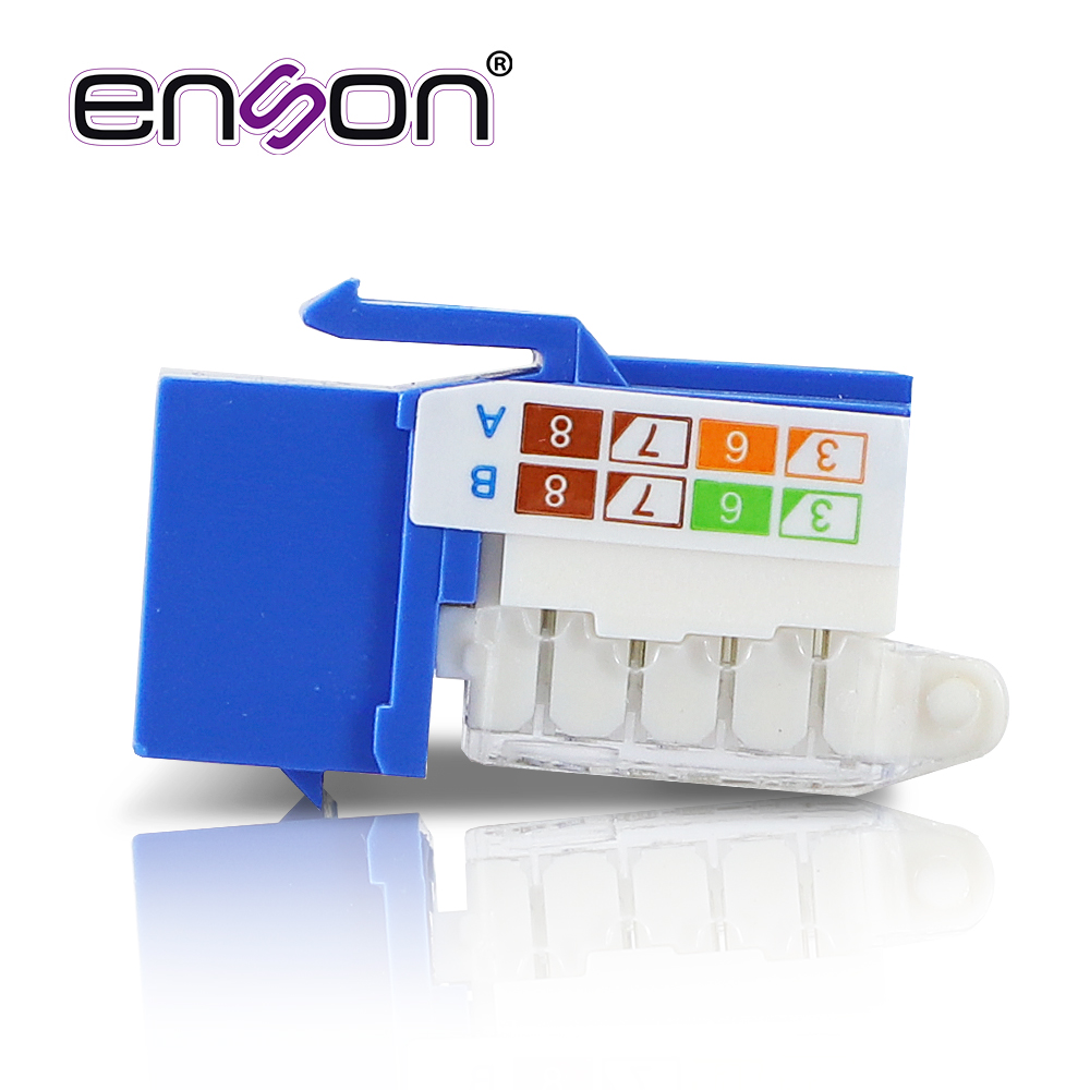 Conector Modular Jack RJ45 Enson Epro-tljack6-bl Serie Pro Terminado Sin Pinzas, Posicion Vertical CAT6 Color Azul Compatible Con Placas Enson Epro-fp
