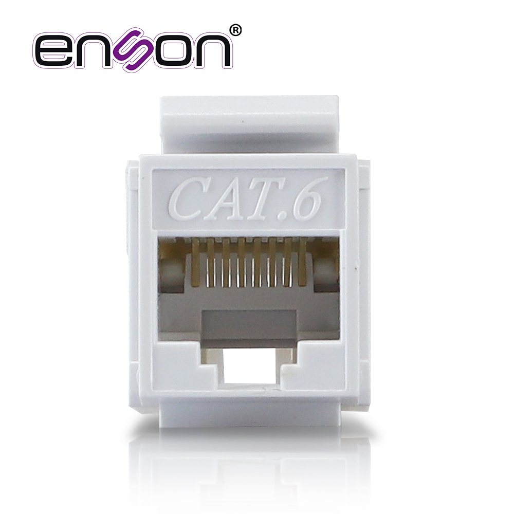 CONECTOR MODULAR JACK RJ45 ENSON EPRO-TLJACK6-WH SERIE PRO TERMINADO SIN PINZAS, POSICION VERTICAL CAT6 COLOR BLANCO COMPATIBLE CON PLACAS ENSON EPRO-FP