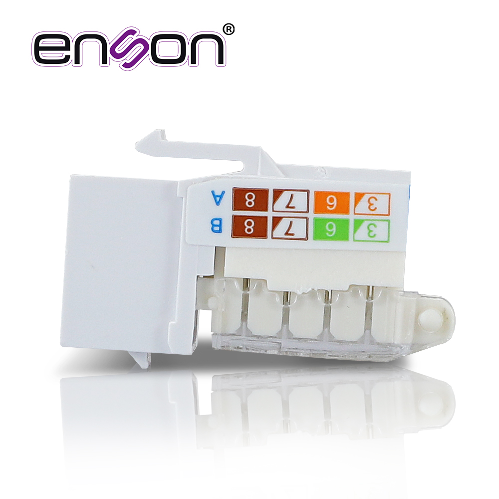 CONECTOR MODULAR JACK RJ45 ENSON EPRO-TLJACK6-WH SERIE PRO TERMINADO SIN PINZAS, POSICION VERTICAL CAT6 COLOR BLANCO COMPATIBLE CON PLACAS ENSON EPRO-FP