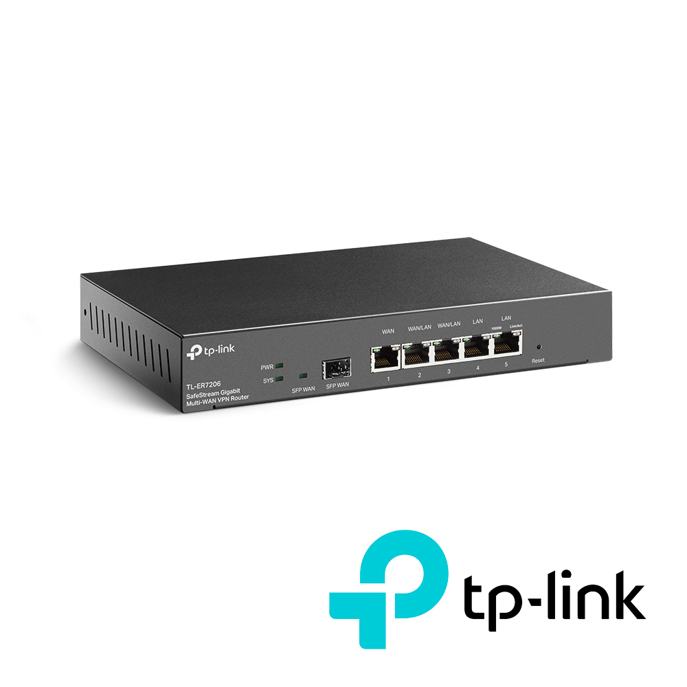 Router Vpn Tp-link Tl-er7206 Integrado En Omada Sdn, Administracion Centralizada, 1 Puerto Wan Fibra Optica SFP Gigabit, 1 Puerto Wan Gigabit Fijo, 2 Puertos Lan Gigabit RJ45 Fijo, 2 Puertos Gigabit Wan/lan Intercambiables Balanceo De Carga
