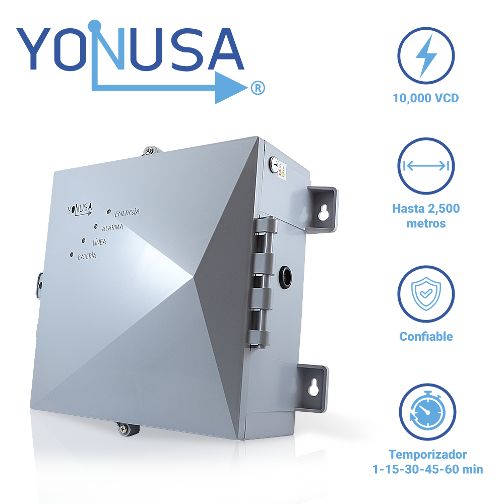 ENERGIZADOR PARA CERCA ELECTRIFICADA NUEVA GENERACION YONUSA 12000V EY NG 12000 1 SIN INTERFACECUBRE HASTA 700 METROS PERIMETRALES O 3500 METROS LINEALES A 5 LINEAS VERSION 2