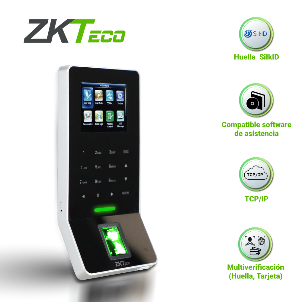 CONTROL DE  ACCESO AVANZADO Y ASISTENCIA ZKTECO F22NEGRO BIOMETRICO SILKID 3000HUELLAS/30,000REGISTROS  TCP/IP/RS485/USBHOST/WIFI INOUTWG COMPATIBLE CON LECTORA FR1200/FR1500/FR1500WP