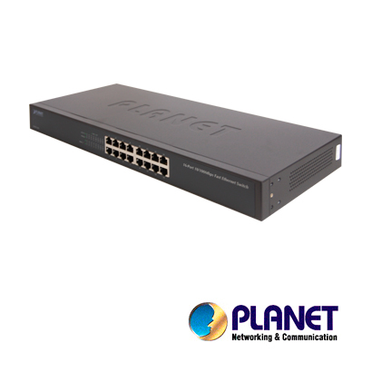 Switch No Administrable / Planet Fnsw-1601 / 16 Puertos RJ45 / Velocidad De Transmision 10/100 Mbps / Dip Switch (estandar, Vlan, Control De Flujo, Ampliar Distancia) / Montaje En Rack / Autonegociacion De Puertos / 13W De Consumo.