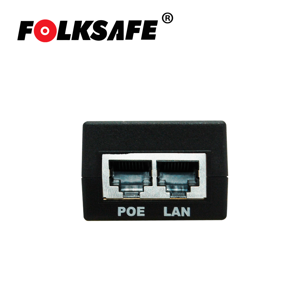 Inyector POE Folksafe Fs-48d500 / Fast Ethernet / 802.3AF / Entrada De Voltaje 100-240VAC / Salida De Voltaje 48VCD, 0.5A - Ideal Para Video IP