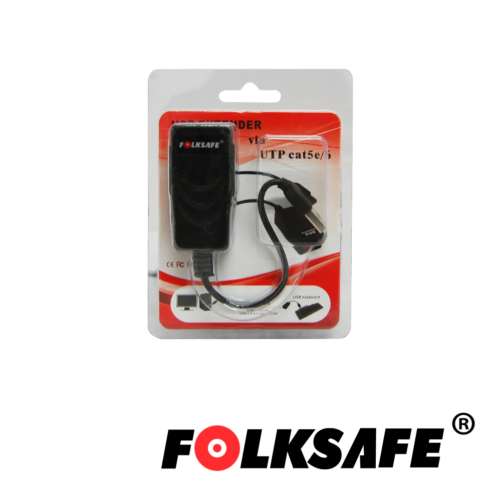 Extensor USB Folksafe Fs-6201u Transmisor/receptor, Permite Extender Dispositivos USB O Hub Hasta 200MTS USB 1.1 Y Hasta 100MTS En USB 2.0 Utilizando Cable UTP Cat 5E/6(RECOMENDABLE 100% Cobre)