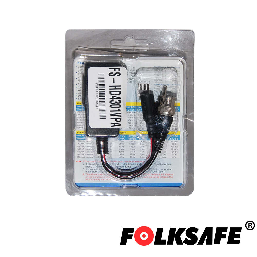 Transceptor HD Folksafe, Transmisor/receptor De Video, Audio Y Voltaje(12v/24v, Dc/ac),compatible Con Todos Las Marcas De Camaras Con Formato Hd-tvi, Hd-cvi, AHD Analoga, Soporta Distancia Maxima De Cableado Para Video AHD De 330MTS A 1.3MP, Distancia Maxima De Cableado Para Voltaje De Alimentacion A Camara AHD 1MP/1.3MP Con Fuente De 12VDC 1AMP Es De 30MTS, Fuente 15VDC 1AMP 45MTS, Fuente De 18VDC 1AMP 80MTS, Fuente De 24VDC 1AMP 135MTS, Soporta Cableado Maximo Para Audio Hasta 300MTS, Cuenta Con Proteccion De Descargas De 2KV En Entrada/salida De Video 