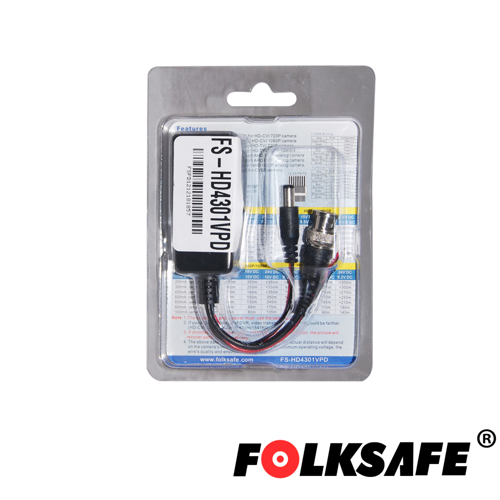 Transceptor HD Folksafe, Transmisor/receptor De Video, Datos(ptz) Y Voltaje(12v/24v, Dc/ac), Compatible Con Todas Las Marcas De Camaras Con Formato Hd-tvi, Hd-cvi, AHD Analoga, Distancia Maxima De Cableado Para Video AHD 1.3MP 330MTS, Distancia Maxima De Cableado Para Voltaje De Alimentacion A Camara AHD 1MP/1.3MP Con Fuente De 12VDC 1AMP Es De 30MTS, Fuente 15VDC 1AMP 45MTS, Fuente De 18VDC 1AMP 80MTS, Fuente De 24VDC 1AMP 135MTS, Distancia Maxima De Cableado Para Datos(ptz) De 300MTS, Cuenta Con Proteccion De Descargas De 2KV En Entrada/salida De Video