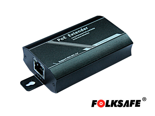 EXTENSOR POE+ FOLKSAFE FS-PSE1001-E 802.3AF 100MTS / NO REQUIERE FUENTE DE ALIMENTACIÓN / MÁXIMO 3 EXTENSORES EN CASCADA