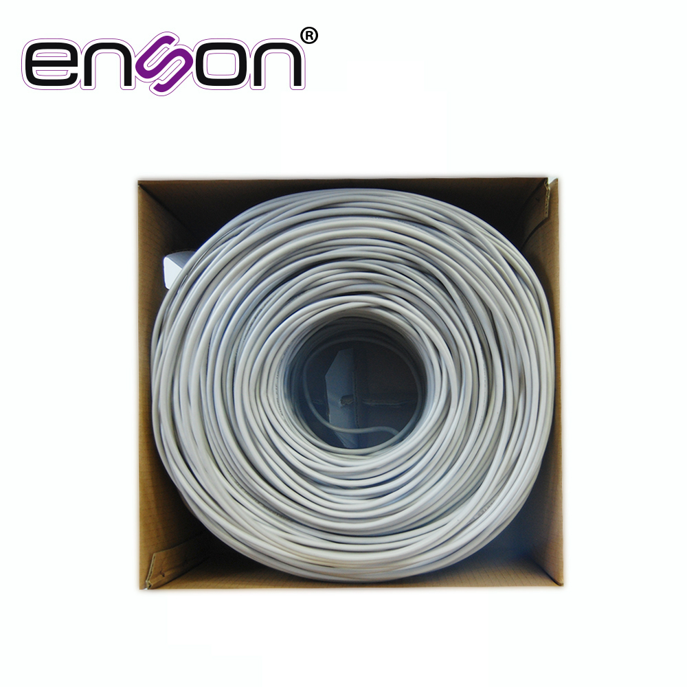 CABLE FTP CAT5E ENSON MODELO FTP 22251G305 SERIE ECO BLINDADO CALIBE 24 AWG CCA BOBINA DE 305 METROS FORRO PVC COLOR GRIS USO INTERIOR RECOMENDADO PARA TRANSMISION DE DATOS BASE 10,100
