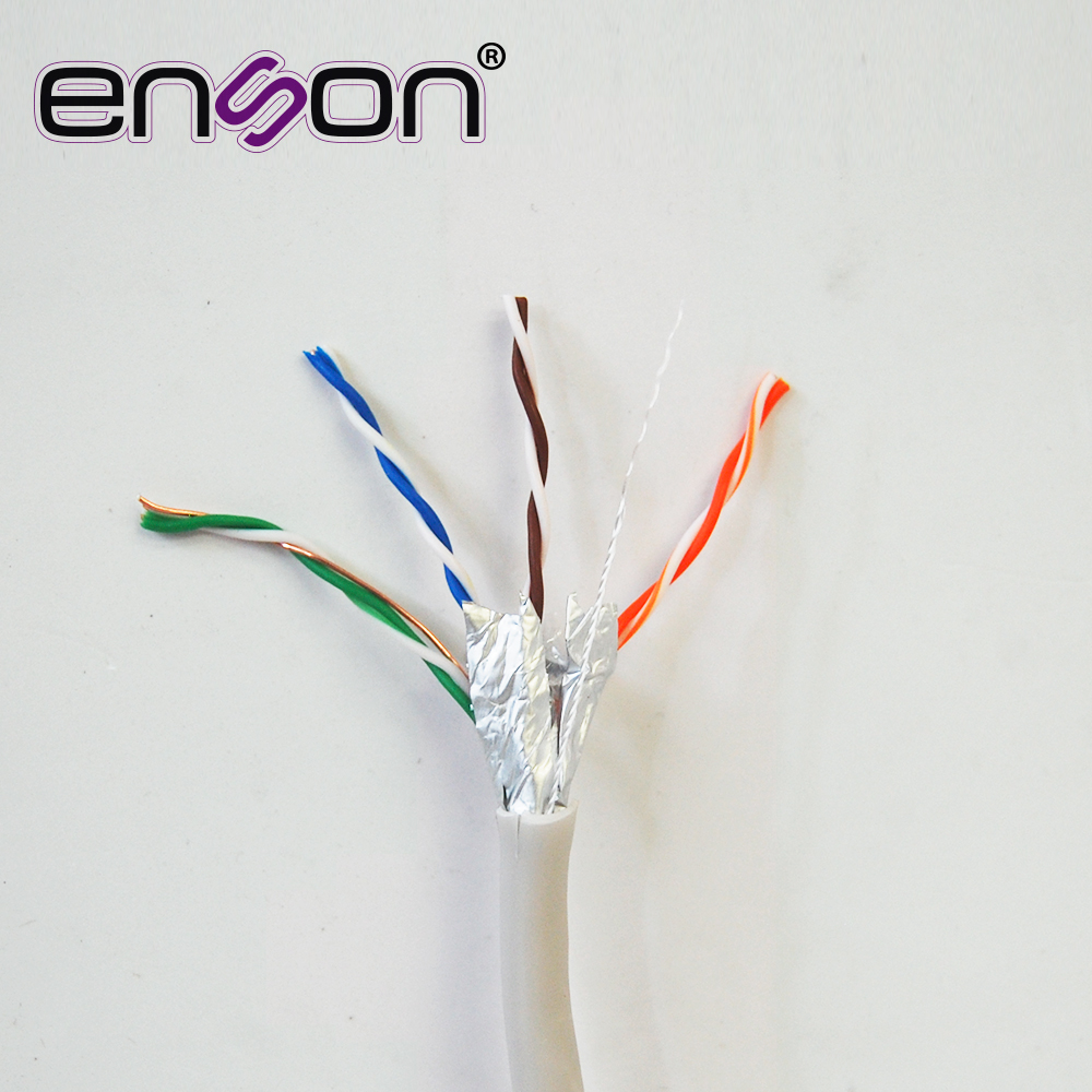 CABLE FTP CAT5E ENSON MODELO FTP 22251G305 SERIE ECO BLINDADO CALIBE 24 AWG CCA BOBINA DE 305 METROS FORRO PVC COLOR GRIS USO INTERIOR RECOMENDADO PARA TRANSMISION DE DATOS BASE 10,100