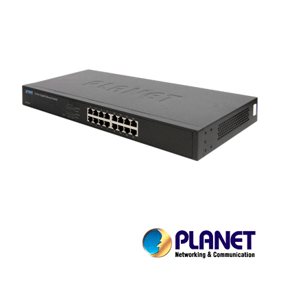 Switch 16 Puerto RJ45 Gigabit Ethernet / Velocidad De Transmision De 10/100/1000 Mbps / Planet Gsw-1601 / No Administrable / Autonegociacion De Puertos / Consumo De 9W / Interruptor Dip Switch (vlan, Estandar, Control De Flujo, Ampliar Distancia) / Recinto De Metal.
