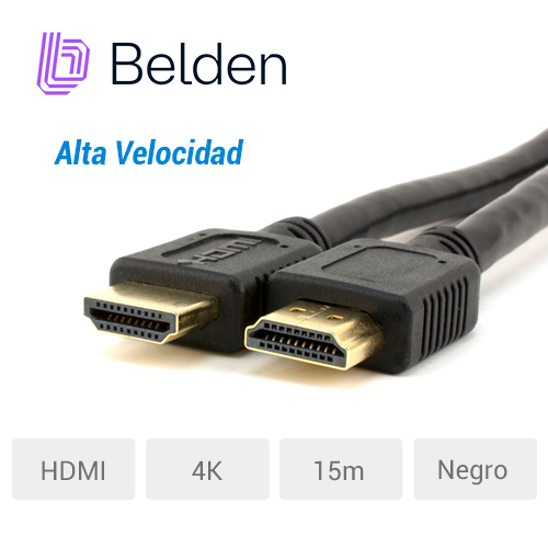 CABLE VIDEO HDMI BELDEN HDE015MB ALTA VELOCIDAD, 4K, 15 MTR NEGRO
