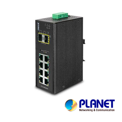 SWITCH ADMINISTRABLE 8 PUERTO RJ45 / PLANET IGS-10020MT / 8 PUERTOS RJ45 10/100/1000 MPBS / 2 PUERTOS SFP MINIGBIC 100/1000/2500 MBPS / RENDIMIENTO 14,8 MPPS / CAJA DE METAL DE ALUMINIO (IP30) / 10W DE CONSUMO.