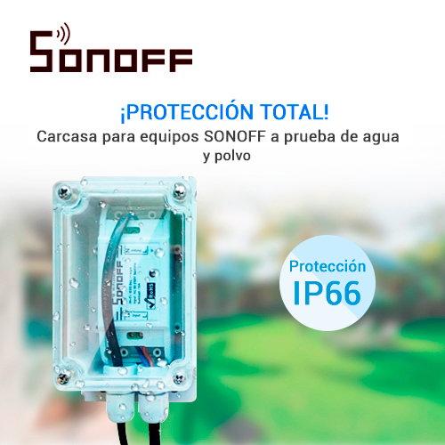 CARCAZA IP66 IMPERMEABLE COMPATIBLE CON EQUIPOS SONOFF BASIC, SONOFF RF Y B10 DUOSMART
