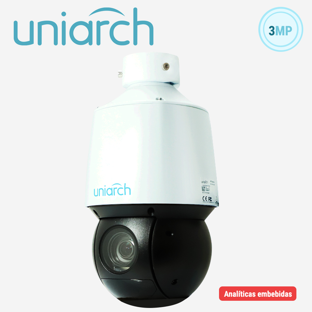 CAMARA IP PTZ UNIARCH IPC-P413-X20K / 3MP / ULTRA265/ LENTE MOTORIZADO 5-100 MM / WDR / ZOOM 20X / IR 100M / POE AT / 12VCD / ANALITICAS DE VIDEO DETECCION FACIAL / SIP / CONTEO DE PERSONAS / AUTOTRACKING / HASTA 1024 PRESETS / PATRULLAJE/CRUCERO / RANURA PARA MICRO SD 256 GB / BOTON DE RESET / IP66 / INTERIOR / EXTERIOR
