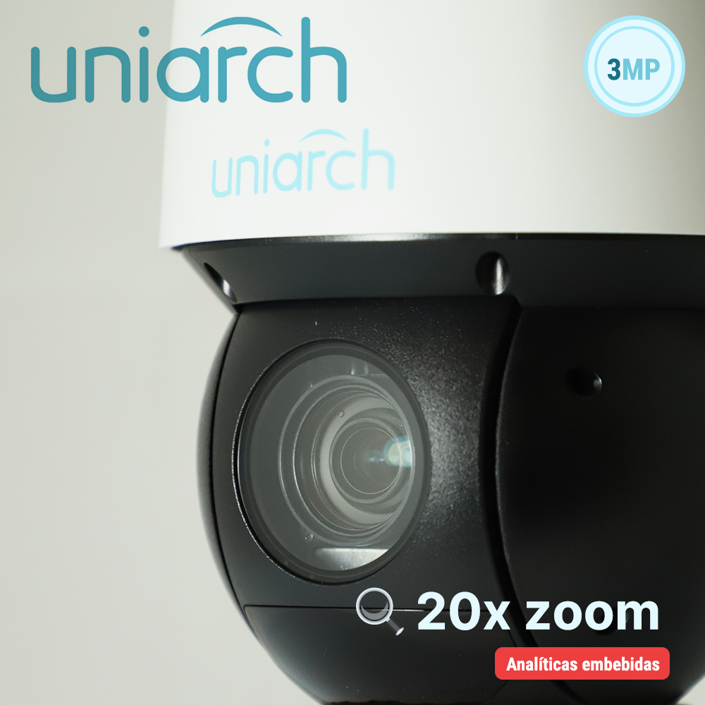 CAMARA IP PTZ UNIARCH IPC-P413-X20K / 3MP / ULTRA265/ LENTE MOTORIZADO 5-100 MM / WDR / ZOOM 20X / IR 100M / POE AT / 12VCD / ANALITICAS DE VIDEO DETECCION FACIAL / SIP / CONTEO DE PERSONAS / AUTOTRACKING / HASTA 1024 PRESETS / PATRULLAJE/CRUCERO / RANURA PARA MICRO SD 256 GB / BOTON DE RESET / IP66 / INTERIOR / EXTERIOR