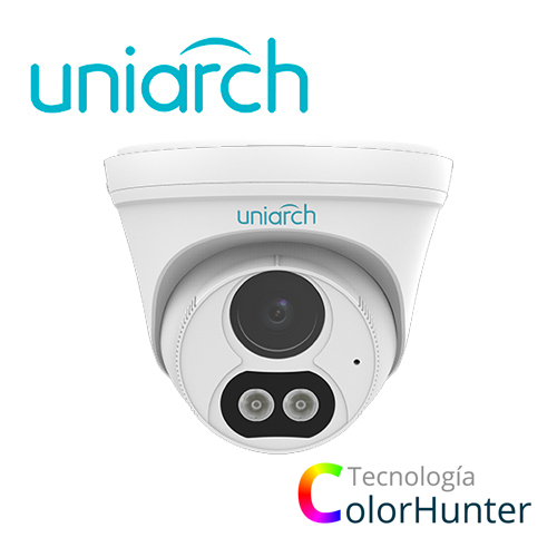 CAMARA IP TURRET UNIARCH IPC-T213-APF28W / 3MP / ULTRA 265 / LENTE 2.8 MM / LUZ DUAL / IP67 / DWDR / MICROFONO INTEGRADO / DIGITAL DEFOG / IR 30M / POE / 12VCD / 3 AXIS / COLORHUNTER / LUZ BLANCA 15 MTS