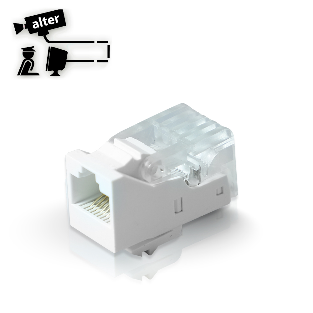 CONECTOR JACK RJ45 COLOR BLANCO TIPO KEYCONNECT PARA CABLE UTP CAT5E ARMADO SIN PINZAS