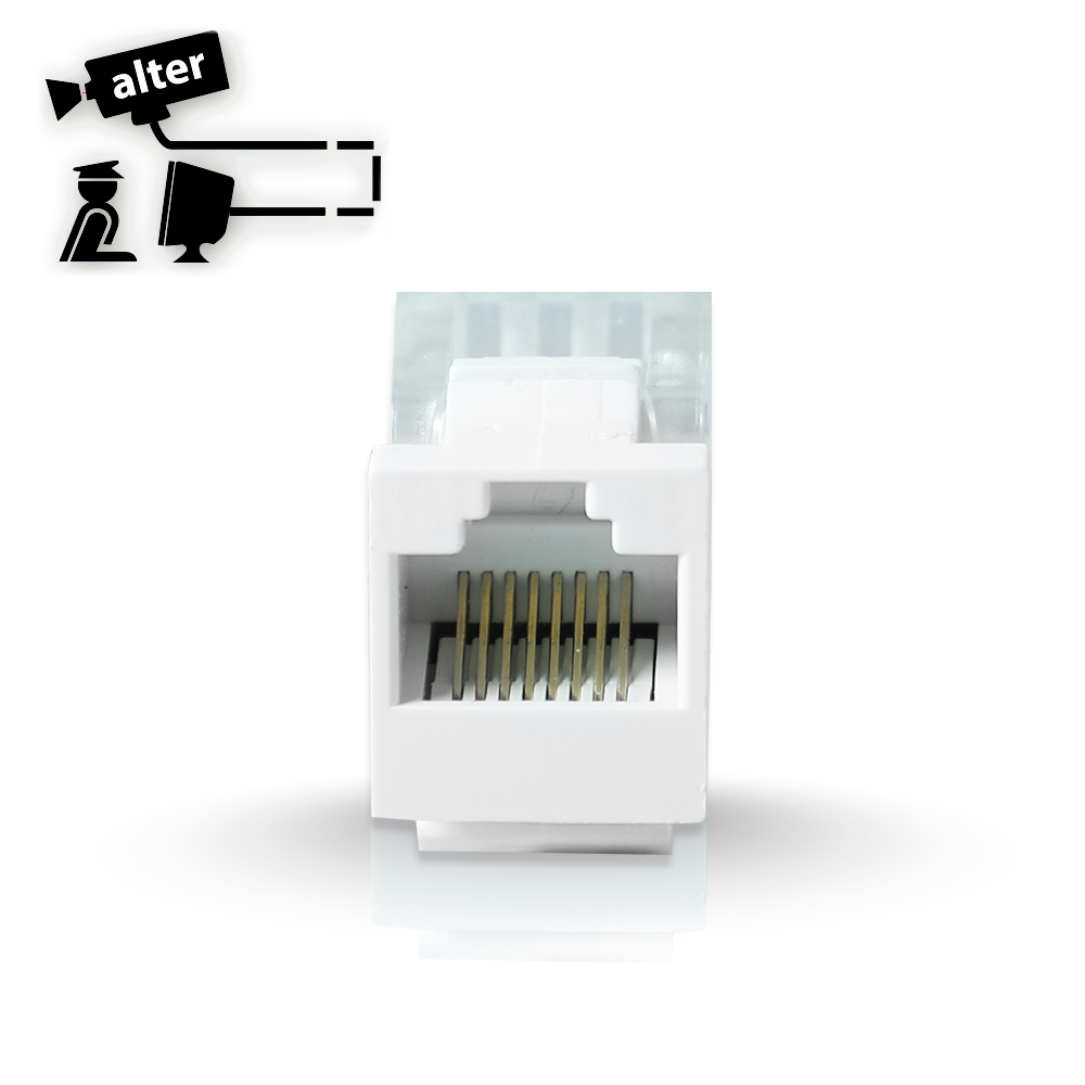 CONECTOR JACK RJ45 COLOR BLANCO TIPO KEYCONNECT PARA CABLE UTP CAT5E ARMADO SIN PINZAS