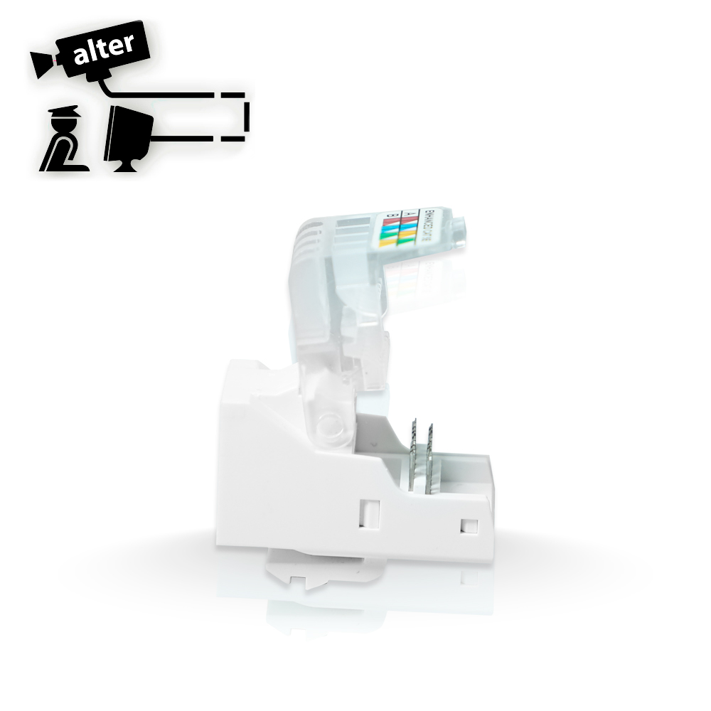 CONECTOR JACK RJ45 COLOR BLANCO TIPO KEYCONNECT PARA CABLE UTP CAT5E ARMADO SIN PINZAS