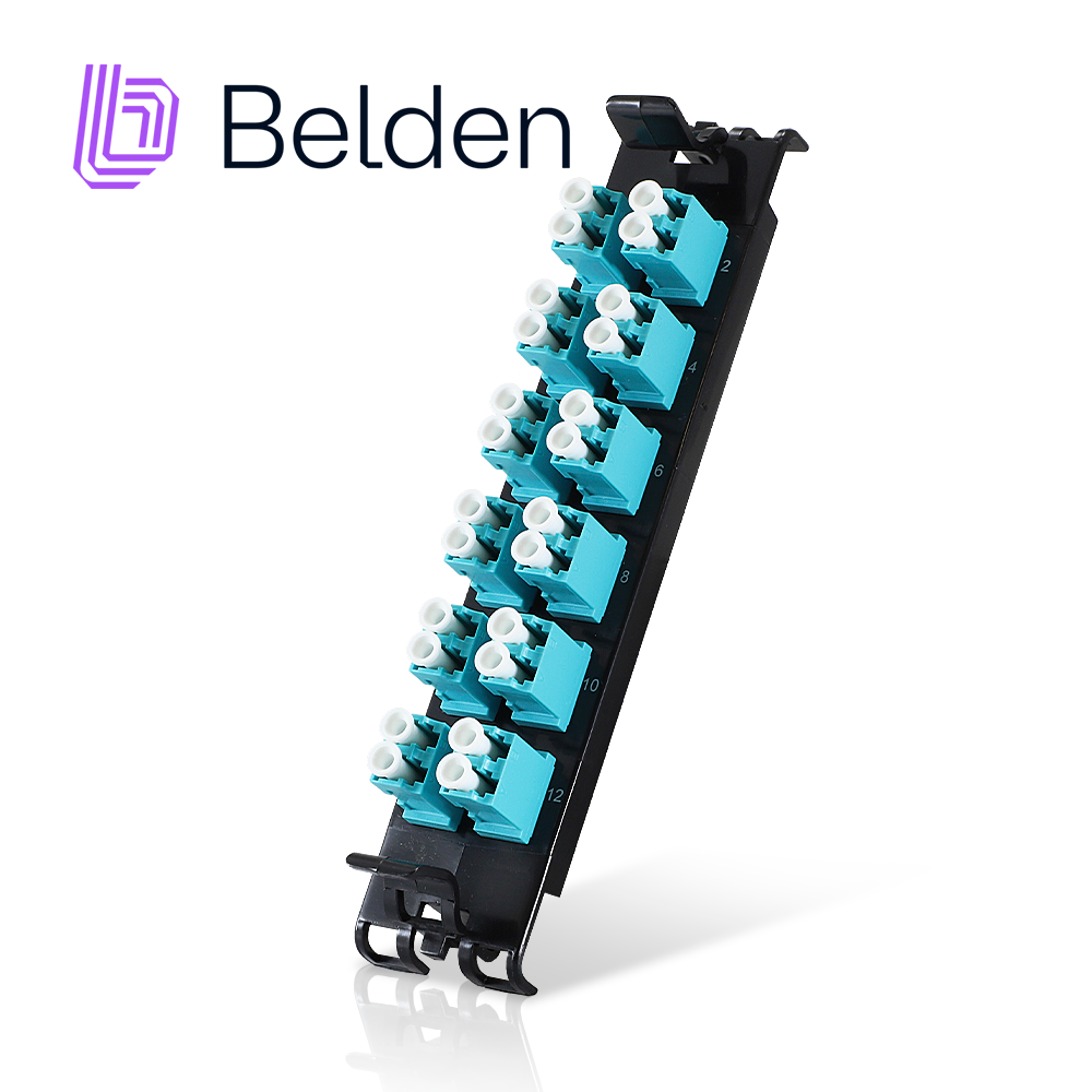 PANEL DE FIBRA BELDEN FF3X12LD 12 PUERTOS DUPLEX LC 24 FIBRAS TIPO MULTIMODO OM3 LÍNEA ECX 