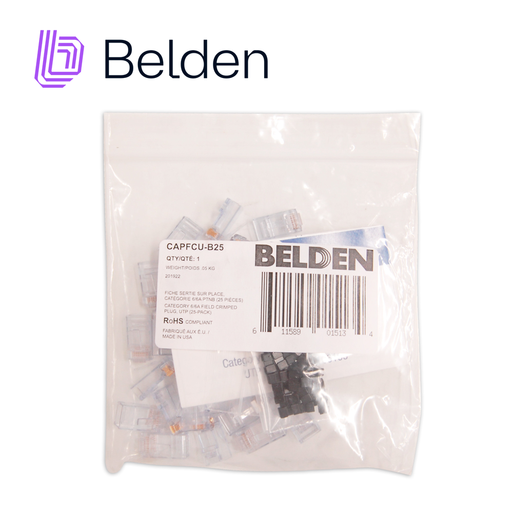 PLUG RJ45 UTP CAT6/CAT6A BELDEN CAPFCU-B25 / TRANSPARENTE / PAQUETE DE 25 PIEZAS