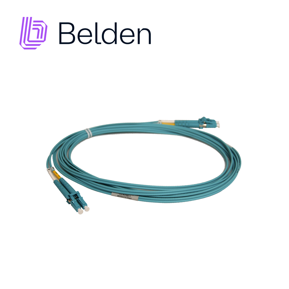 JUMPER DE FIBRA OPTICA BELDEN FP3LDLD003M / INTERIOR / AQUA / OM3 / LC DUPLEX - LC DUPLEX / 50/125 MICRAS / OFNR / 3 METROS