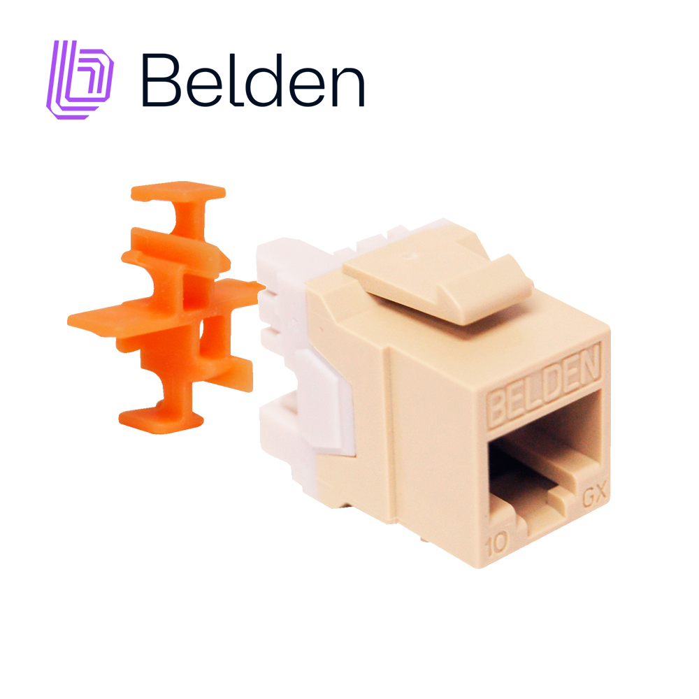Conector Modular Jack RJ45 Cat6a Belden Ax103073 Estilo Keyconnect Marfil Compatible Con Faceplate Ax102660,ax102655,ax102249 Patch Panel Modular Ax103114,ax103115,ax104599 Esquema De Cableado T568a/b Herramienta Compatible Ax100749 Uso Interior Calibre Del Conductor 22-24 Awg