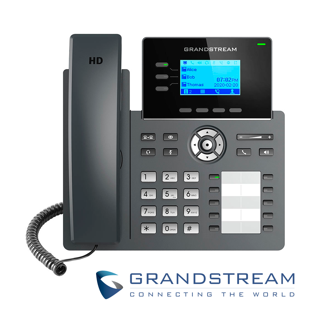 Telefono IP Grado Carrier Grandstream Grp2604p / 6 Cuentas Sip / 3 Lineas / Pantalla LCD / 10 Teclas Programables / Conferencia De 5 Vias / 2 Puertos 10/100/1,000MBPS / Gestion Y Aprovisionamiento Gdms / Alimentacion POE Af