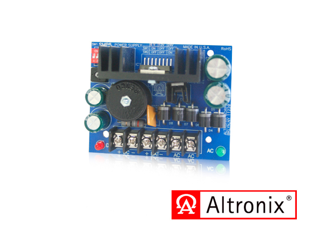 FUENTE DE ALIMENTACION/CARGADOR ALTRONIX SMP5 CONVIERTE LA ENTRADA DE BAJO VOLTAJE AC EN 6VCC, 12VCC O 24VCC A 4A DE CORRIENTE DE SUMINISTRO CONTINUO. ESTA FUENTE DE USO GENERAL TIENE UNA AMPLIA GAMA DE APLICACIONES PARA CONTROL DE ACCESO, SEGURIDAD Y ACCESORIOS DE SISTEMAS DE CCTV QUE REQUIER