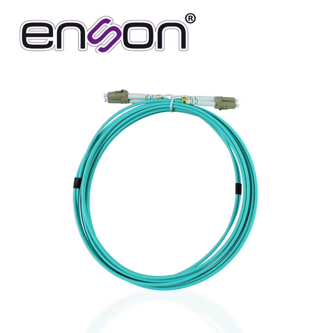 JUMPER DE FIBRA OPTICA ENSON ENS-JUMP300MM3 FORRO PVC COLOR AQUA TIPO DE FIBRA MULTIMODO OM3 50/125 MICRAS CONECTORES LC DUPLEX- LC DUPLEX LONGITUD 3 METROS USO INTERIOR
