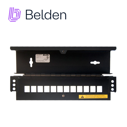 Patch Panel Modular Belden Ax107477 Cat6a CAT6 Cat5e 12 Puertos (vacio) Color Negro Acepta Jacks Estilo Keyconnect Uso Interior Montaje En Pared 