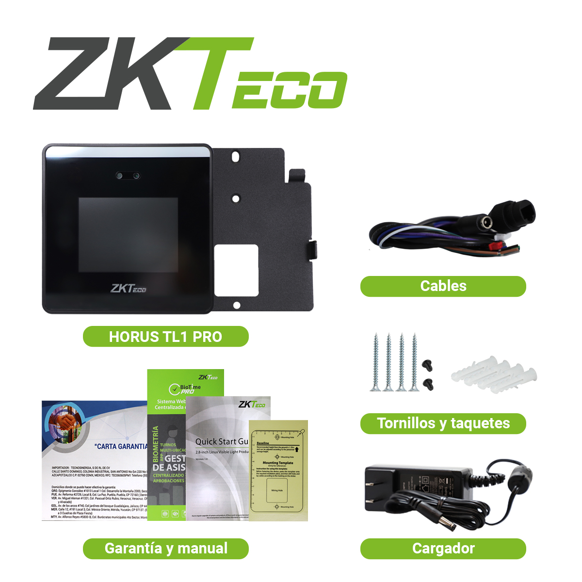 Terminal De Asistencia Con Reconocimiento Facial Visible Light Zkteco Horus Tl1 Pro Capacidad De 800 Rostros 100, 000 Eventos Comunicacion Wifi Tcp/ip Equipado Con Salida De Relevador Compatible Con Biotimepro
